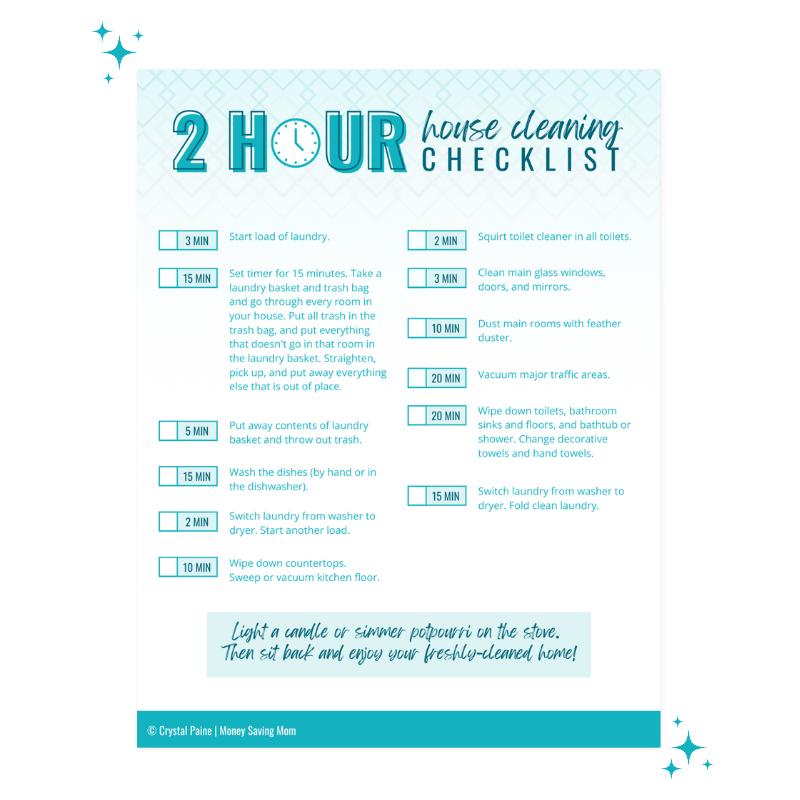 2-Hour House Cleaning Checklist