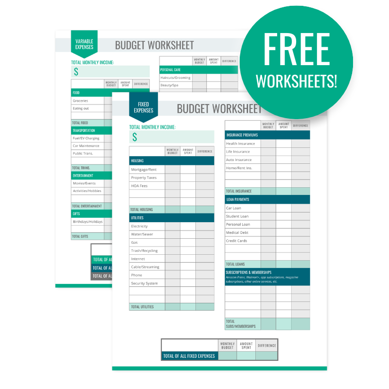 Budget worksheets